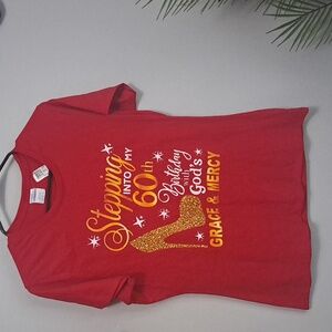60th Birthday Red Tee Sz Large #New PTP:20.5" Length:27"
